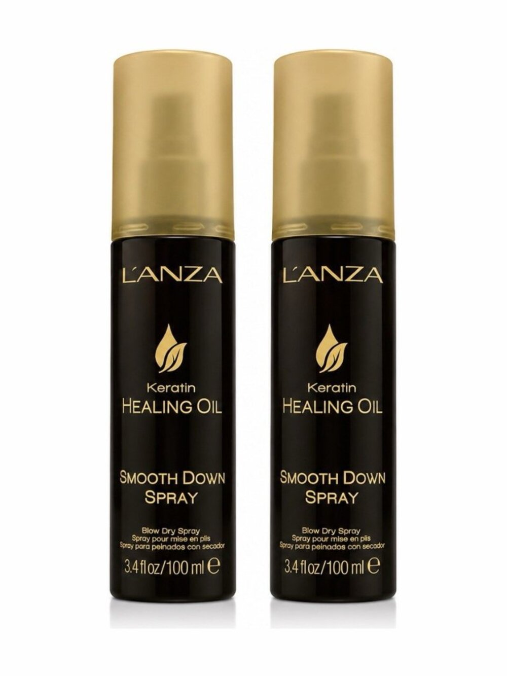 L’ANZA Keratin Healing Oil Smooth Down Spray 3.4 fl oz Duo Set 2 Pack
